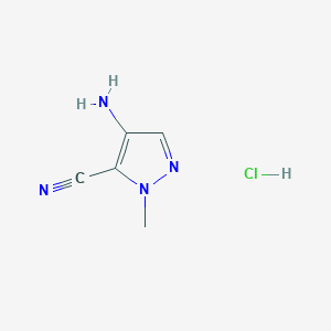 molecular formula C5H7ClN4 B15278902 4-Amino-1-methyl-1H-pyrazole-5-carbonitrile hydrochloride 