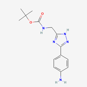 molecular formula C14H19N5O2 B1527899 tert-butyl N-{[3-(4-aminophenyl)-1H-1,2,4-triazol-5-yl]methyl}carbamate CAS No. 1352524-59-4