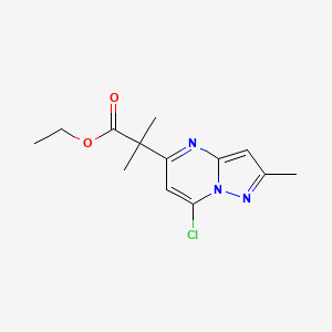 molecular formula C13H16ClN3O2 B15279128 Ethyl 2-(7-chloro-2-methylpyrazolo[1,5-a]pyrimidin-5-yl)-2-methylpropanoate 