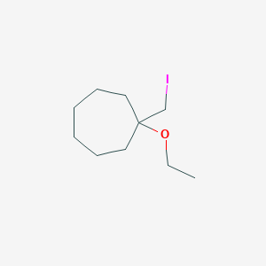 molecular formula C10H19IO B15279375 1-Ethoxy-1-(iodomethyl)cycloheptane 