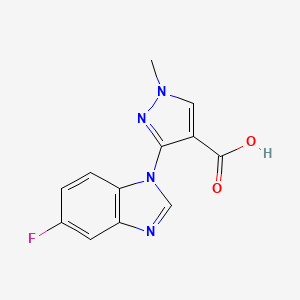 molecular formula C12H9FN4O2 B15279467 3-(5-Fluoro-1H-benzo[d]imidazol-1-yl)-1-methyl-1H-pyrazole-4-carboxylic acid 