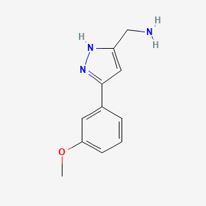 molecular formula C11H13N3O B15279501 (3-(3-methoxyphenyl)-1H-pyrazol-5-yl)methanamine 
