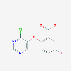 molecular formula C12H8ClFN2O3 B15279661 Methyl 2-((4-chloropyrimidin-5-yl)oxy)-5-fluorobenzoate 