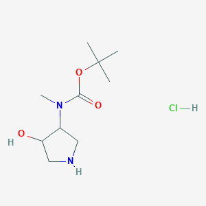 molecular formula C10H21ClN2O3 B15279672 tert-Butyl (4-hydroxypyrrolidin-3-yl)(methyl)carbamate hydrochloride 