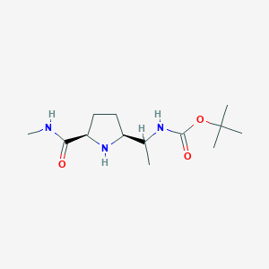 molecular formula C13H25N3O3 B15279773 tert-Butyl (1-((2S,5R)-5-(methylcarbamoyl)pyrrolidin-2-yl)ethyl)carbamate 