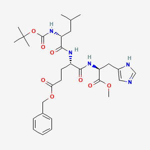 molecular formula C30H43N5O8 B15279846 Methyl (6R,9S,12S)-12-((1H-imidazol-5-yl)methyl)-9-(3-(benzyloxy)-3-oxopropyl)-6-isobutyl-2,2-dimethyl-4,7,10-trioxo-3-oxa-5,8,11-triazatridecan-13-oate 