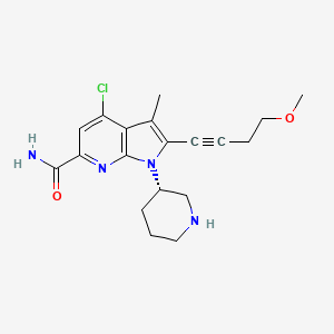 molecular formula C19H23ClN4O2 B15279921 (S)-4-Chloro-2-(4-methoxybut-1-yn-1-yl)-3-methyl-1-(piperidin-3-yl)-1H-pyrrolo[2,3-b]pyridine-6-carboxamide 