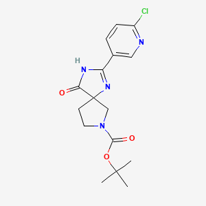 molecular formula C16H19ClN4O3 B15279927 tert-Butyl 2-(6-chloropyridin-3-yl)-4-oxo-1,3,7-triazaspiro[4.4]non-1-ene-7-carboxylate 