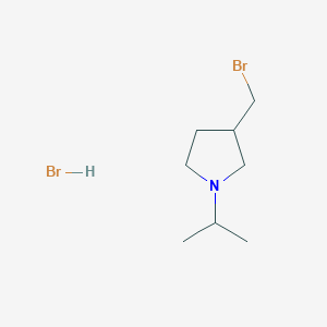 molecular formula C8H17Br2N B1527998 3-(Bromomethyl)-1-isopropylpyrrolidine hydrobromide CAS No. 1390654-98-4