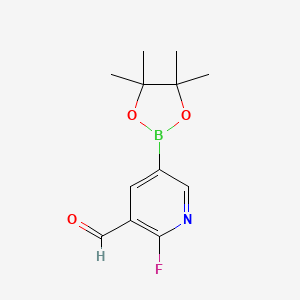 molecular formula C12H15BFNO3 B1528026 2-Fluoro-5-(4,4,5,5-tetramethyl-1,3,2-dioxaborolan-2-yl)nicotinaldehyde CAS No. 1333319-63-3