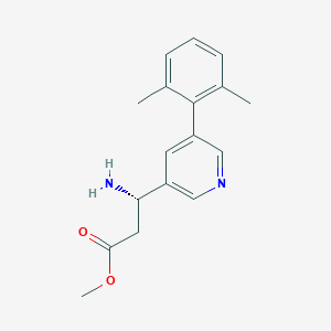 molecular formula C17H20N2O2 B15280279 Methyl (S)-3-amino-3-(5-(2,6-dimethylphenyl)pyridin-3-yl)propanoate 