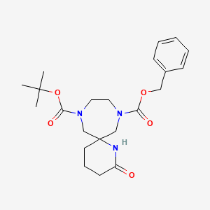 molecular formula C22H31N3O5 B1528028 8-Benzyl 11-tert-butyl 2-oxo-1,8,11-triazaspiro[5.6]dodecane-8,11-dicarboxylate CAS No. 1251008-96-4