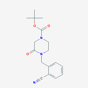molecular formula C17H21N3O3 B15280316 tert-Butyl 4-(2-cyanobenzyl)-3-oxopiperazine-1-carboxylate 