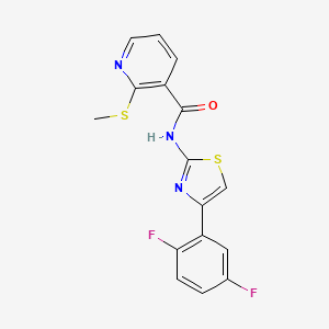 molecular formula C16H11F2N3OS2 B15280352 N-(4-(2,5-Difluorophenyl)thiazol-2-yl)-2-(methylthio)nicotinamide 
