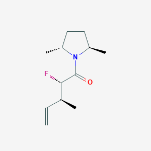 molecular formula C12H20FNO B152804 Pyrrolidine, 1-(2-fluoro-3-methyl-1-oxo-4-pentenyl)-2,5-dimethyl-, [2R-[1(2S*,3S*),2alpha,5beta]]- ( CAS No. 136734-67-3