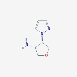 molecular formula C7H11N3O B15280416 Rel-(3R,4S)-4-(1H-pyrazol-1-yl)tetrahydrofuran-3-amine 