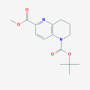 molecular formula C15H20N2O4 B1528043 1-Tert-Butyl6-Methyl 3,4-Dihydro-1,5-Naphthyridine-1,6(2H)-Dicarboxylate CAS No. 1251014-54-6