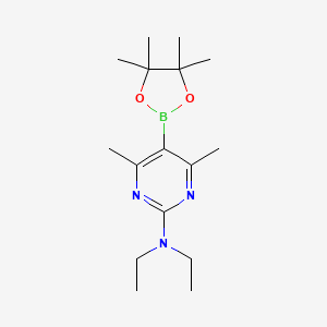 molecular formula C16H28BN3O2 B15280696 N,N-Diethyl-4,6-dimethyl-5-(4,4,5,5-tetramethyl-1,3,2-dioxaborolan-2-yl)pyrimidin-2-amine CAS No. 2304635-06-9