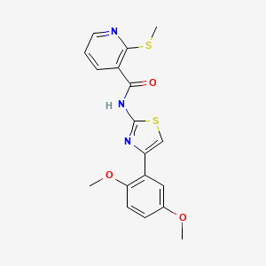 molecular formula C18H17N3O3S2 B15280778 N-(4-(2,5-Dimethoxyphenyl)thiazol-2-yl)-2-(methylthio)nicotinamide 