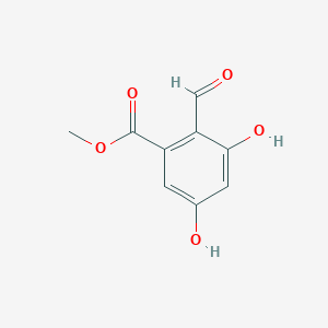molecular formula C9H8O5 B15280793 Methyl 2-formyl-3,5-dihydroxybenzoate 