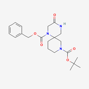 molecular formula C21H29N3O5 B1528081 1-Benzyl 8-tert-butyl 3-oxo-1,4,8-triazaspiro[5.5]undecane-1,8-dicarboxylate CAS No. 1160247-12-0