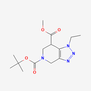 molecular formula C14H22N4O4 B1528090 5-tert-butyl 7-methyl 1-ethyl-6,7-dihydro-1H-[1,2,3]triazolo[4,5-c]pyridine-5,7(4H)-dicarboxylate CAS No. 1391732-98-1