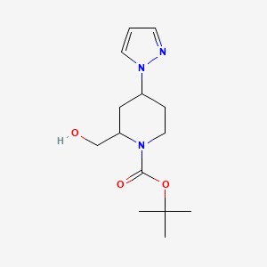 molecular formula C14H23N3O3 B1528094 tert-butyl 2-(hydroxymethyl)-4-(1H-pyrazol-1-yl)piperidine-1-carboxylate CAS No. 1341034-55-6