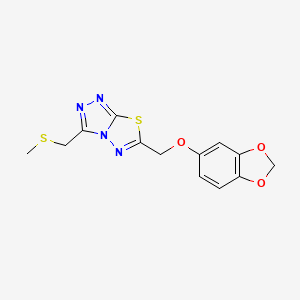 molecular formula C13H12N4O3S2 B15280940 6-[(1,3-Benzodioxol-5-yloxy)methyl]-3-[(methylsulfanyl)methyl][1,2,4]triazolo[3,4-b][1,3,4]thiadiazole 