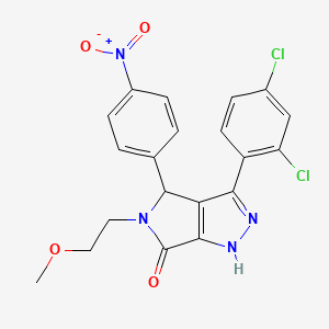 molecular formula C20H16Cl2N4O4 B15280951 3-(2,4-dichlorophenyl)-5-(2-methoxyethyl)-4-(4-nitrophenyl)-4,5-dihydropyrrolo[3,4-c]pyrazol-6(1H)-one 