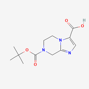 molecular formula C12H17N3O4 B1528099 7-(Tert-butoxycarbonyl)-5,6,7,8-tetrahydroimidazo[1,2-a]pyrazine-3-carboxylic acid CAS No. 1314391-59-7