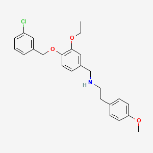 molecular formula C25H28ClNO3 B15280993 N-{4-[(3-chlorobenzyl)oxy]-3-ethoxybenzyl}-2-(4-methoxyphenyl)ethanamine 