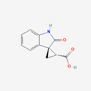 molecular formula C11H9NO3 B1528102 Spiro[cyclopropane-1,3'-[3H]indole]-2-carboxylic acid,1',2'-dihydro-2'-oxo-, (1R,2R)-rel- CAS No. 926667-78-9
