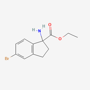 molecular formula C12H14BrNO2 B15281199 ethyl 1-amino-5-bromo-2,3-dihydro-1H-indene-1-carboxylate 