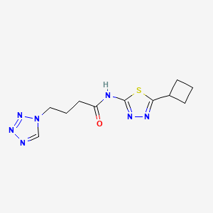 molecular formula C11H15N7OS B15281267 N-(5-cyclobutyl-1,3,4-thiadiazol-2-yl)-4-(1H-tetraazol-1-yl)butanamide 