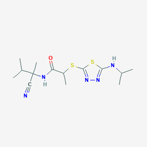 molecular formula C14H23N5OS2 B15281388 N-(2-Cyano-3-methylbutan-2-yl)-2-((5-(isopropylamino)-1,3,4-thiadiazol-2-yl)thio)propanamide 