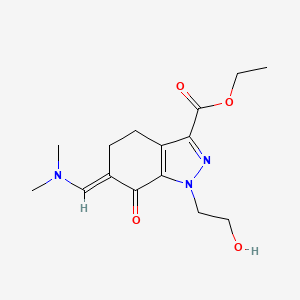 molecular formula C15H21N3O4 B15281402 Ethyl 6-((dimethylamino)methylene)-1-(2-hydroxyethyl)-7-oxo-4,5,6,7-tetrahydro-1H-indazole-3-carboxylate 