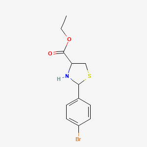 molecular formula C12H14BrNO2S B15281500 Ethyl 2-(4-bromophenyl)thiazolidine-4-carboxylate 