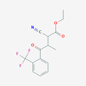 molecular formula C15H14F3NO3 B15281529 Ethyl 2-cyano-3-methyl-4-oxo-4-(2-(trifluoromethyl)phenyl)butanoate 