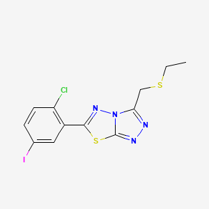 molecular formula C12H10ClIN4S2 B15281536 6-(2-Chloro-5-iodophenyl)-3-[(ethylsulfanyl)methyl][1,2,4]triazolo[3,4-b][1,3,4]thiadiazole 