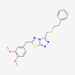 molecular formula C21H22N4O2S2 B15281540 6-(3,4-Dimethoxybenzyl)-3-{[(2-phenylethyl)sulfanyl]methyl}[1,2,4]triazolo[3,4-b][1,3,4]thiadiazole 