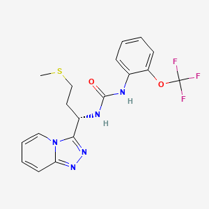 molecular formula C18H18F3N5O2S B15281576 N-[3-(methylsulfanyl)-1-[1,2,4]triazolo[4,3-a]pyridin-3-ylpropyl]-N'-[2-(trifluoromethoxy)phenyl]urea 
