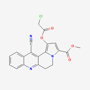 molecular formula C20H14ClN3O4 B15281583 Methyl 1-[(chloroacetyl)oxy]-12-cyano-5,6-dihydrobenzo[b]pyrrolo[2,1-f][1,6]naphthyridine-3-carboxylate 