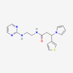 molecular formula C17H19N5OS B15281625 N-[2-(2-pyrimidinylamino)ethyl]-3-(1H-pyrrol-1-yl)-3-(3-thienyl)propanamide 