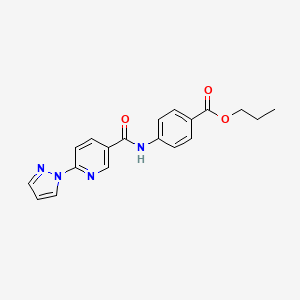 molecular formula C19H18N4O3 B15281667 propyl 4-({[6-(1H-pyrazol-1-yl)-3-pyridinyl]carbonyl}amino)benzoate 