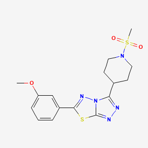 molecular formula C16H19N5O3S2 B15281749 6-(3-Methoxyphenyl)-3-[1-(methylsulfonyl)-4-piperidinyl][1,2,4]triazolo[3,4-b][1,3,4]thiadiazole 