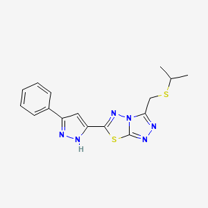 molecular formula C16H16N6S2 B15281763 isopropyl [6-(5-phenyl-1H-pyrazol-3-yl)[1,2,4]triazolo[3,4-b][1,3,4]thiadiazol-3-yl]methyl sulfide 
