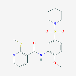 molecular formula C19H23N3O4S2 B15281937 N-(2-Methoxy-5-(piperidin-1-ylsulfonyl)phenyl)-2-(methylthio)nicotinamide 