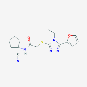 molecular formula C16H19N5O2S B15281996 N-(1-Cyanocyclopentyl)-2-((4-ethyl-5-(furan-2-yl)-4H-1,2,4-triazol-3-yl)thio)acetamide 
