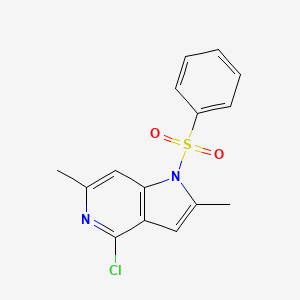molecular formula C15H13ClN2O2S B1528203 1-Benzenesulfonyl-4-Chloro-2,6-dimethyl-5-azaindole CAS No. 1427504-35-5