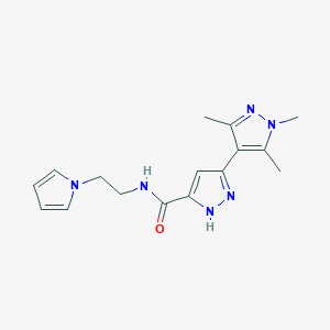 molecular formula C16H20N6O B15282046 1',3',5'-trimethyl-N-[2-(1H-pyrrol-1-yl)ethyl]-1H,1'H-3,4'-bipyrazole-5-carboxamide 